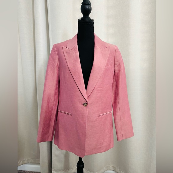 NWT Club Monaco Pink PEAK LAPEL BLAZER AZALEA/ROUGE VIF Size 4 - Picture 1 of 7